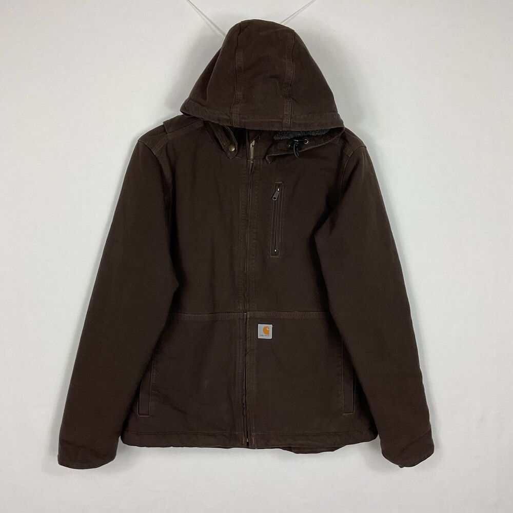 Carhartt Caldwell Jacket Med Full Swing Sandstone Cotton Hooded Brown Rugged